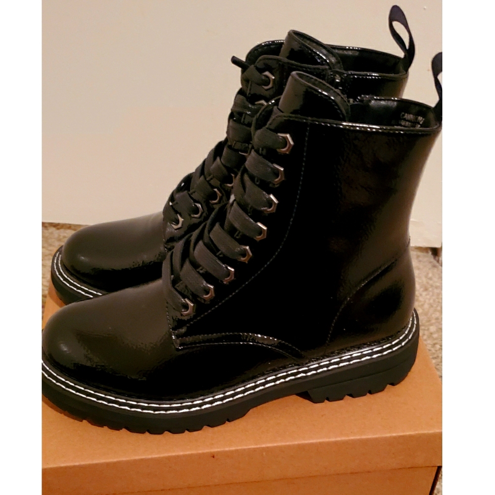 Patent Leather Combat Boots